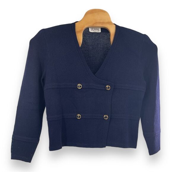 St. John Sweaters - Vintage 1980s St John Navy Sweater Size 16.